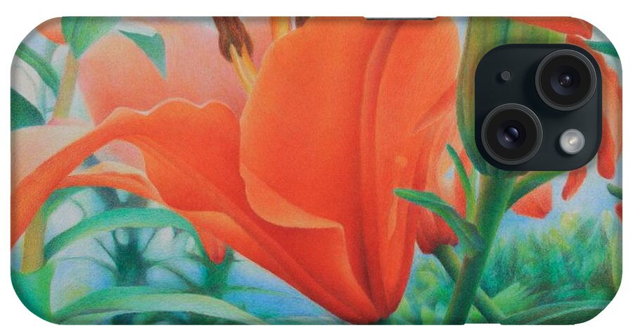 Color Pencil iPhone Case featuring the painting Reach for the Skies by Pamela Clements