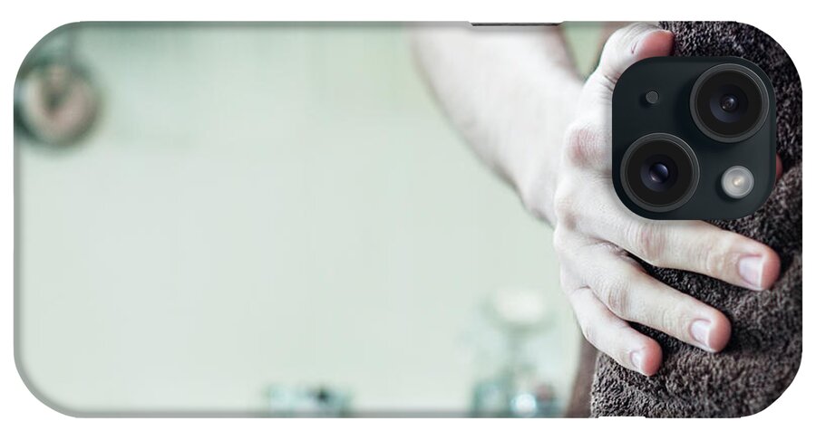 Color Image iPhone Case featuring the photograph Rear View Of A Mans Hand On A Womans by Ron Koeberer