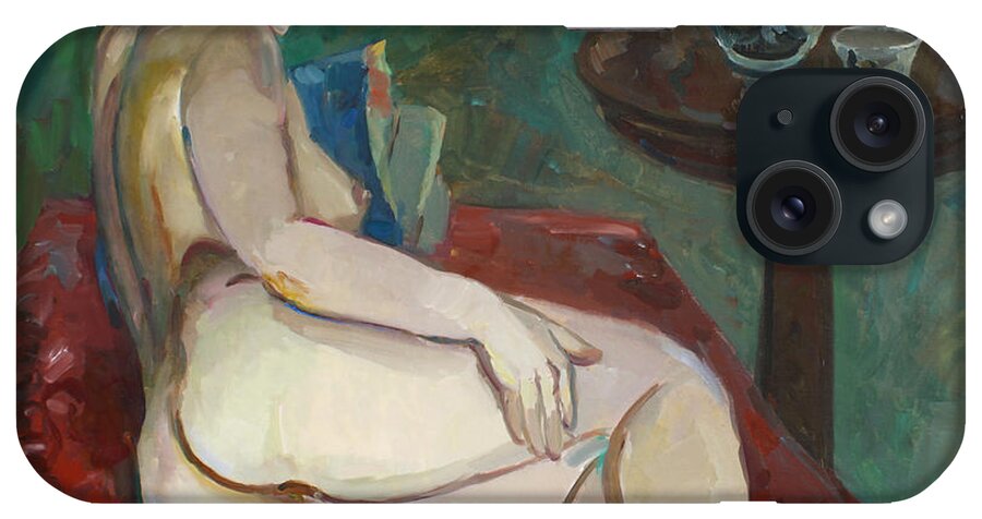Nude iPhone Case featuring the painting Reclining nude by Juliya Zhukova