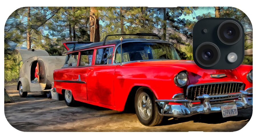 Bel Air iPhone Case featuring the painting Red '55 Chevy Wagon by Michael Pickett