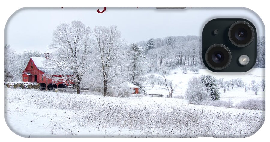 Card. Cards iPhone Case featuring the photograph Red Barn Christmas Card by Donna Doherty