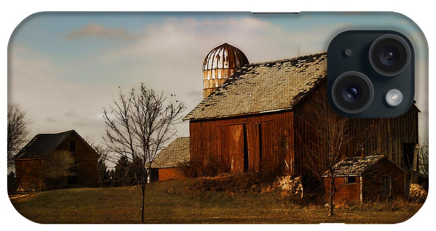 Barn iPhone Case featuring the digital art Red Barn - Waupaca County Wisconsin by David Blank