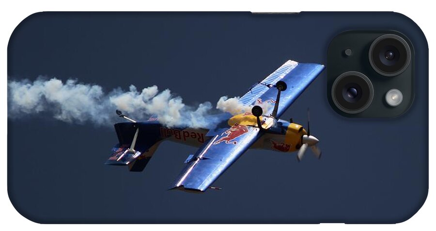 Redbulls Aerobatics iPhone Case featuring the photograph Red Bull - Inverted Flight by Ramabhadran Thirupattur