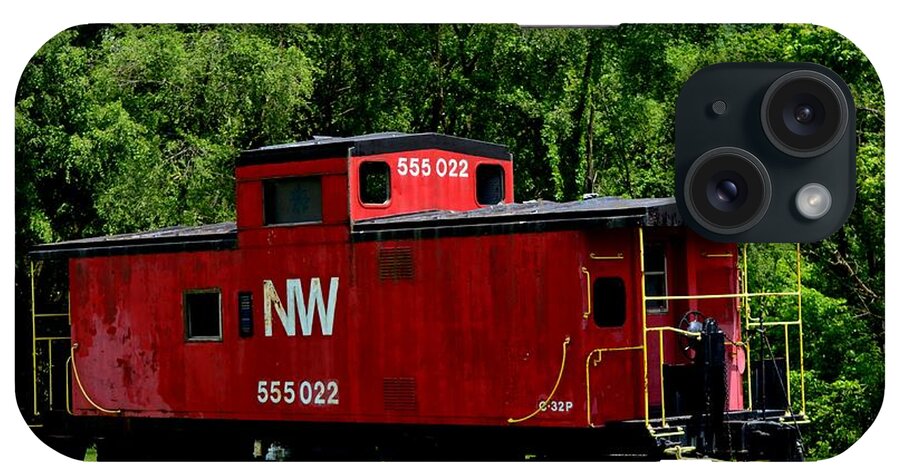 Train iPhone Case featuring the photograph Red Caboose by Cathy Shiflett