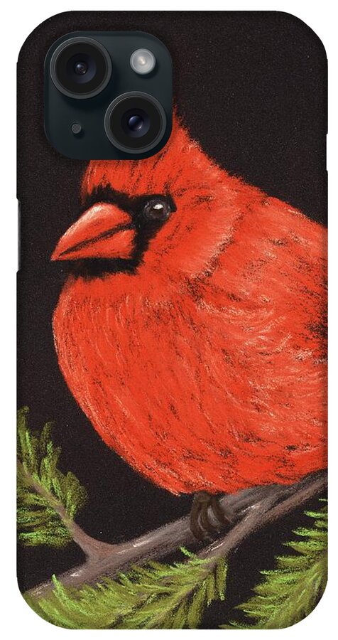 Cardinal iPhone Case featuring the painting Red Cardinal by Anastasiya Malakhova