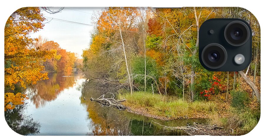 Michigan iPhone Case featuring the photograph Red Cedar Fall Colors by Lars Lentz