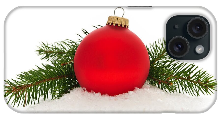Christmas iPhone Case featuring the photograph Red Christmas bauble by Elena Elisseeva