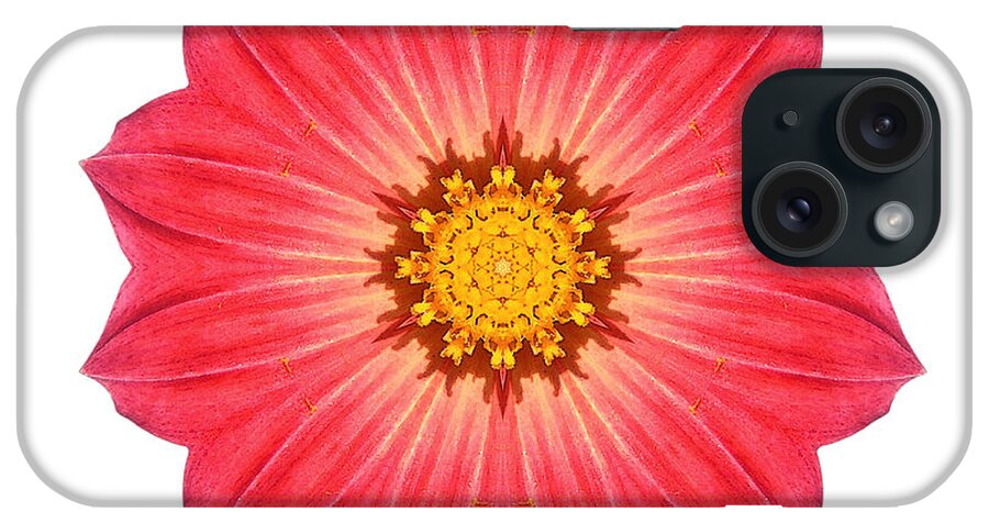 Flower iPhone Case featuring the photograph Red Dahlia Hybrid I Flower Mandala White by David J Bookbinder
