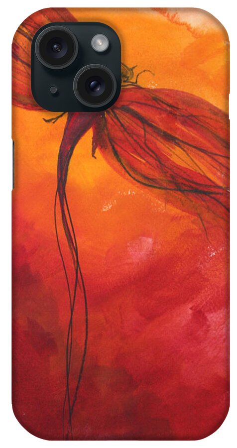 Paint iPhone Case featuring the painting Red Dragonfly 2 by Julie Lueders 