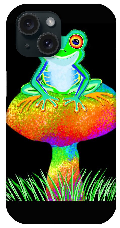 Frog iPhone Case featuring the painting Red Eyed Tree Frog and Mushroom by Nick Gustafson