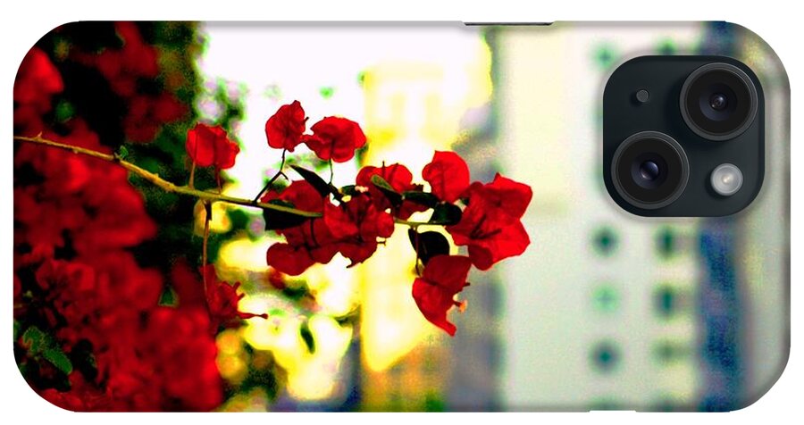 Flowers iPhone Case featuring the photograph Red Flowers Downtown by Matt Quest