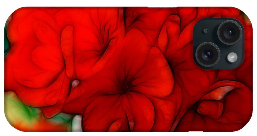 Red iPhone Case featuring the digital art Red Geranium by Jayne Carney
