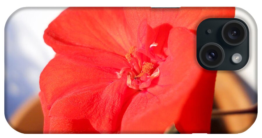 Red Flower iPhone Case featuring the photograph Red Geranium by Ramona Matei