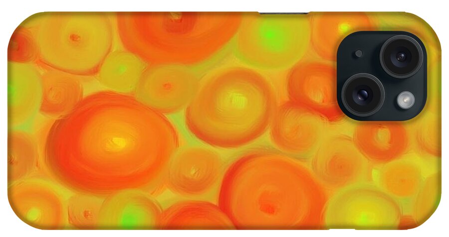 Digital Art iPhone Case featuring the digital art Red-Orange Circle Abstract by Karen Buford