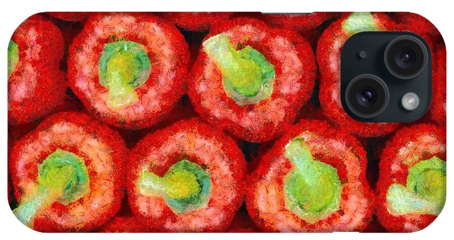 Still Life iPhone Case featuring the painting Red peppers by George Atsametakis
