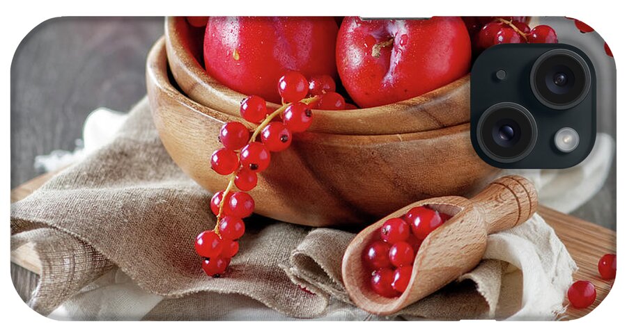Plum iPhone Case featuring the photograph Red Plums And Currant by Oxana Denezhkina