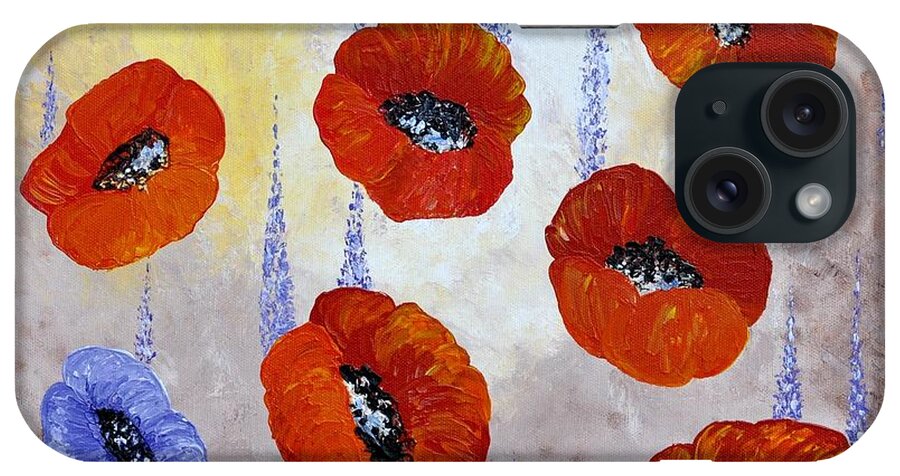Abstract Red Poppies iPhone Case featuring the painting Red Poppies by Georgeta Blanaru