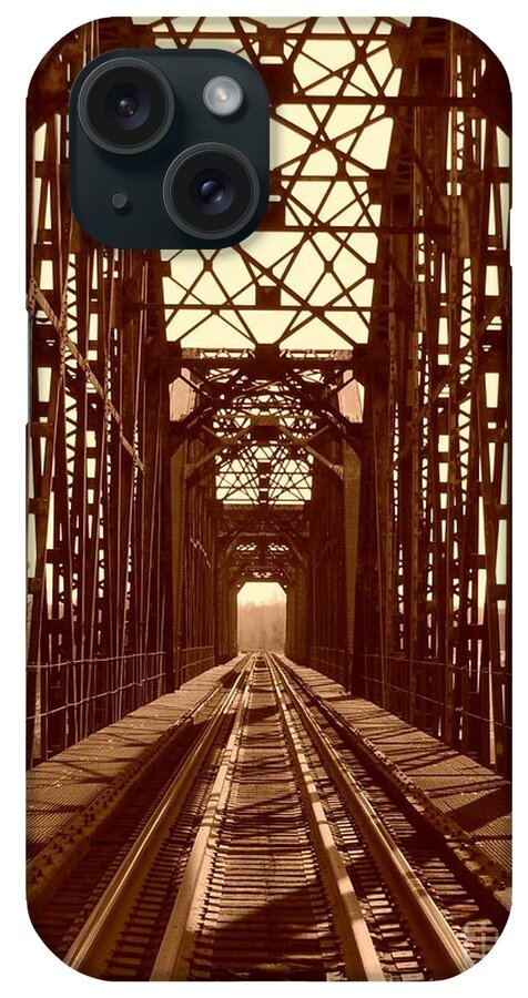 Bridge iPhone Case featuring the photograph Red River Train Bridge #1 by Robert ONeil