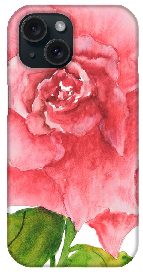 Red Rose iPhone Case featuring the painting Red Rose by Sally Quillin