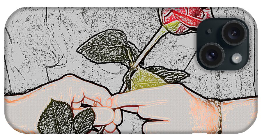 Red Rose iPhone Case featuring the photograph Red Rose Sketch by Jan Marvin Studios by Jan Marvin