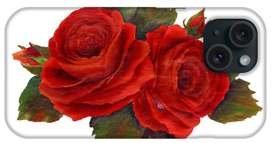 Roses iPhone Case featuring the painting Red Roses by Pattie Calfy