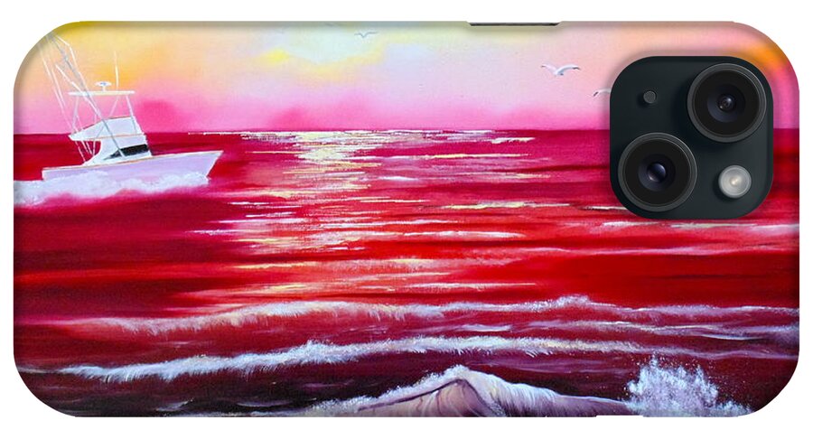 Ocean Paintings iPhone Case featuring the painting Red Seas by Kevin Brown