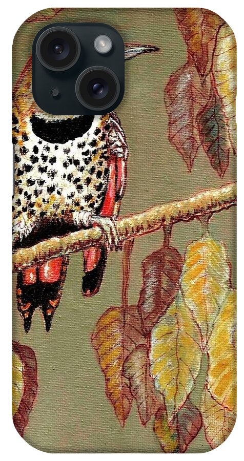 Woodpecker iPhone Case featuring the painting Red Shafted Flicker by VLee Watson
