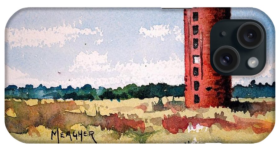 Alden iPhone Case featuring the painting Red Silo Alden KS by Spencer Meagher