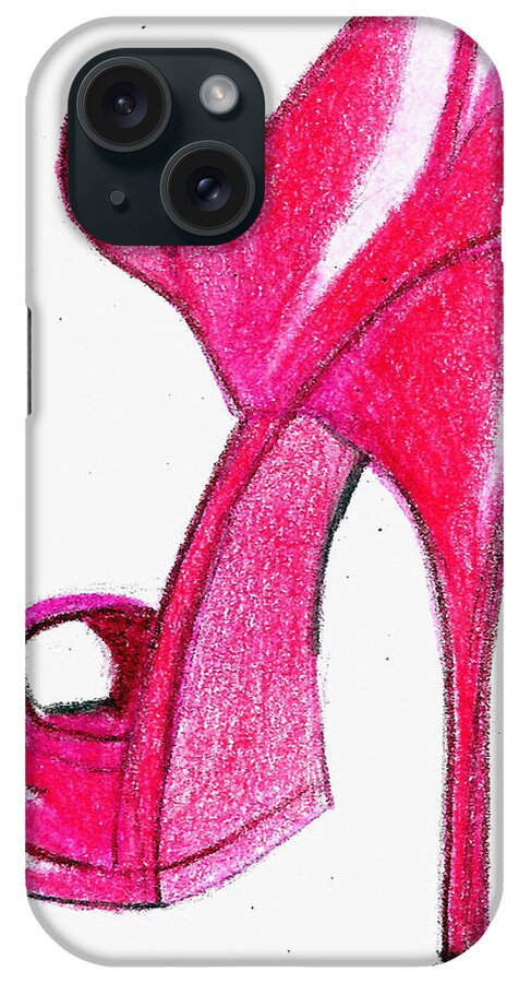 Red Stiletto iPhone Case featuring the drawing Red Stiletto by Loretta Nash