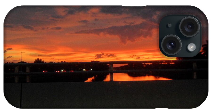 Red iPhone Case featuring the photograph Red Sunset by Val Oconnor