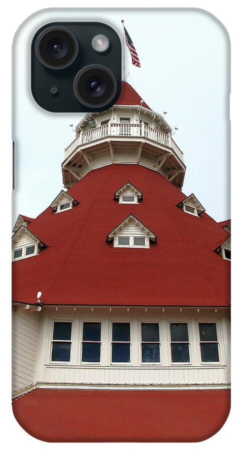 Turret iPhone Case featuring the photograph Red Turret - Hotel del Coronado by Connie Fox