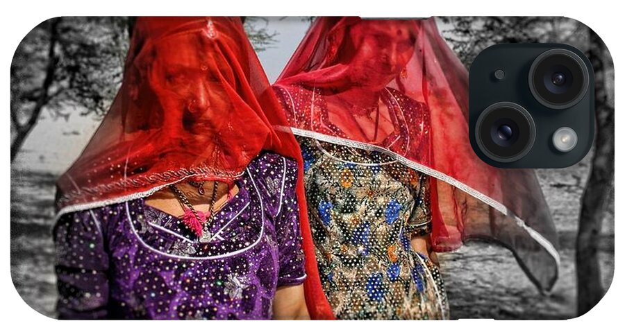 Veil iPhone Case featuring the photograph Red Veils in Rajasthan by Henry Kowalski