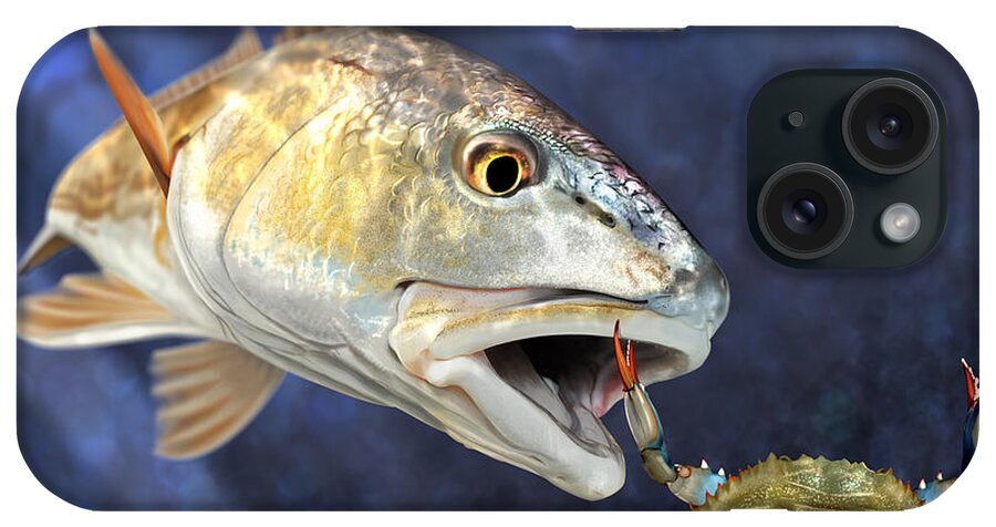 Fish iPhone Case featuring the painting Red vs Blue - Final Battle by Hayden Hammond