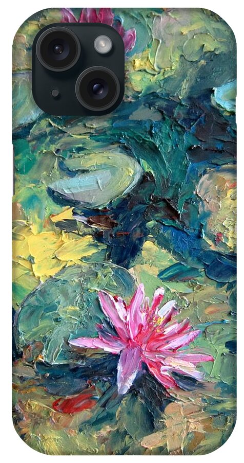Red Waterlily iPhone Case featuring the painting Red Waterlily by Jieming Wang