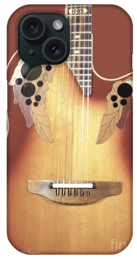 Guitar iPhone Case featuring the photograph Redish-Brown Guitar On Redish-Brown Background by Richard J Thompson 