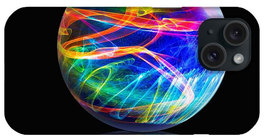 3d Art iPhone Case featuring the digital art Reflected Flame Globe by Rick Wicker