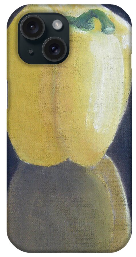 Yellow Pepper iPhone Case featuring the painting Yellow Pepper Reflected by Maria Hunt