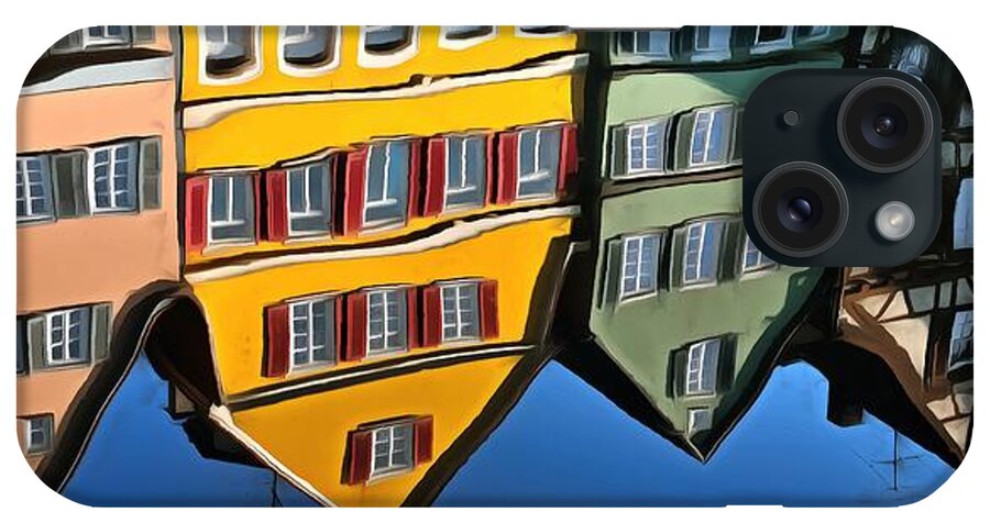 Houses iPhone Case featuring the photograph Reflection of colorful houses in Tuebingen in river Neckar by Matthias Hauser