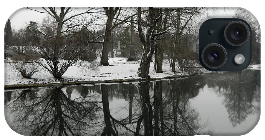 Pool iPhone Case featuring the photograph Reflection Pond Spring Grove Cemetery by Kathy Barney