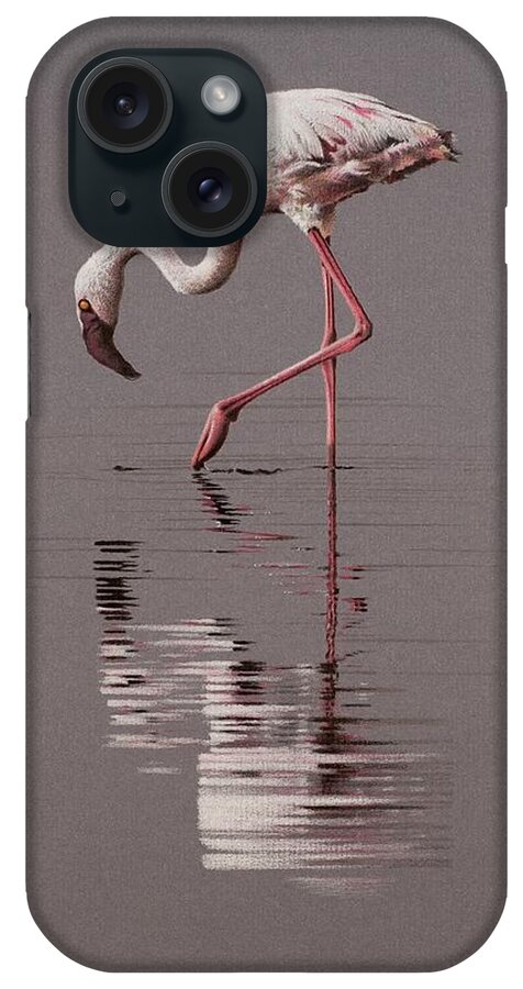 Flamingo iPhone Case featuring the drawing Reflections by Stirring Images