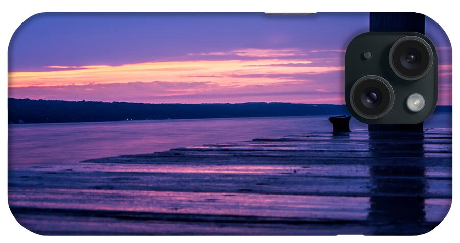 Seneca iPhone Case featuring the photograph Reflections on a rain soaked dock - Seneca Lake - New York by Photographic Arts And Design Studio