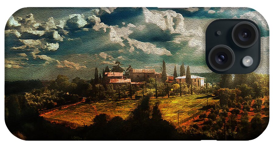 Tuscany iPhone Case featuring the photograph Renaissance Landscape With Power Lines by Aleksander Rotner