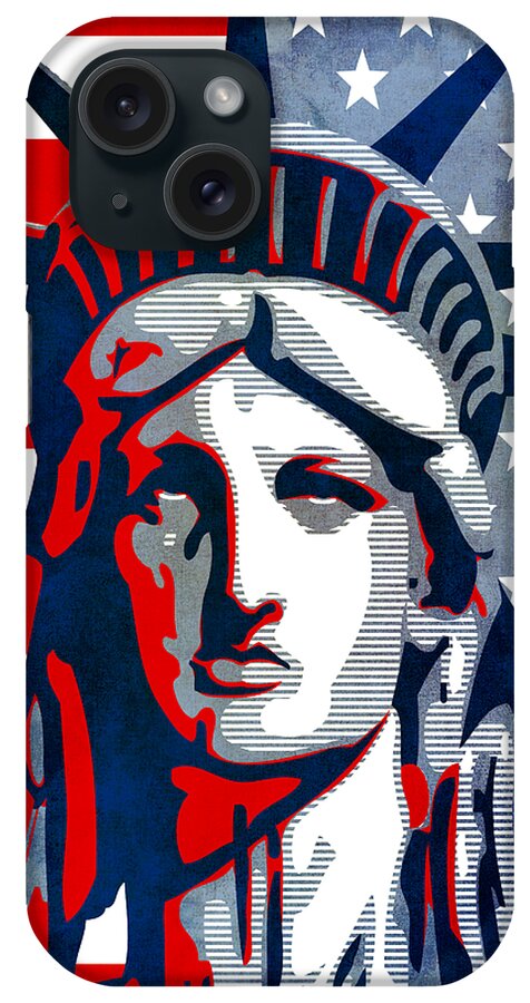 Reverse iPhone Case featuring the mixed media Reversing Liberty 1 by Angelina Tamez