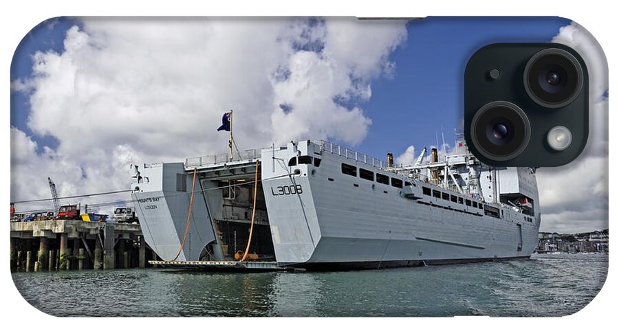 Britain iPhone Case featuring the photograph RFA Mounts Bay L3008 - Falmouth Docks by Rod Johnson