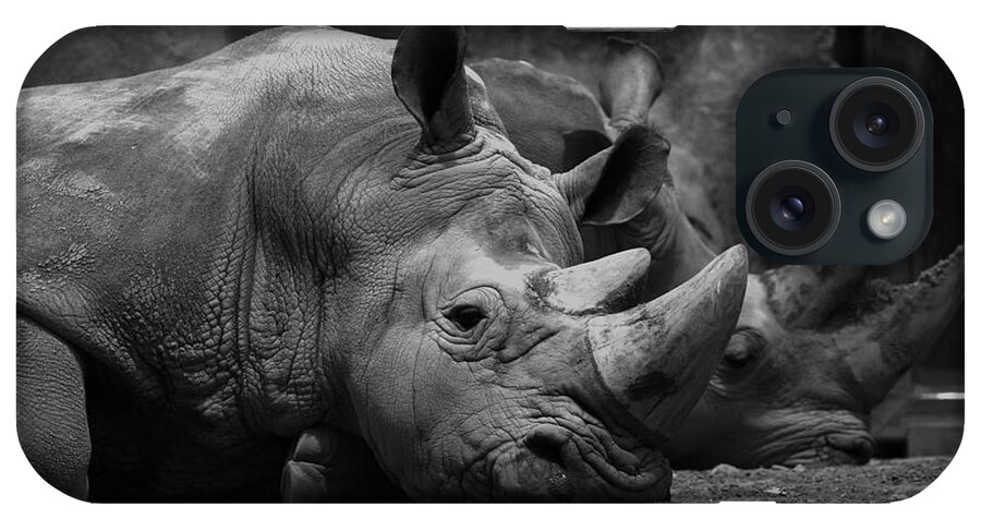 Black And White iPhone Case featuring the photograph Rhinos by David Andersen