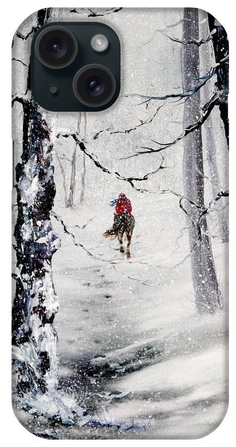 Cannock Chase iPhone Case featuring the painting Riding the storm by Jean Walker