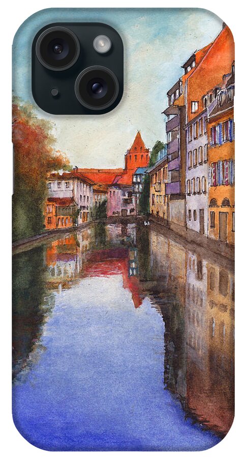 River iPhone Case featuring the painting River Ill Strasbourg France by Dai Wynn