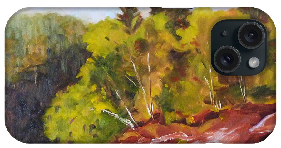 Oregon iPhone Case featuring the painting River Point by Nancy Merkle
