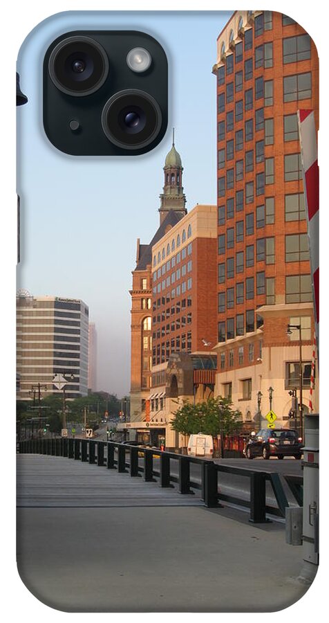 Milwaukee iPhone Case featuring the photograph Riverwalk Bridge Crossing by Anita Burgermeister