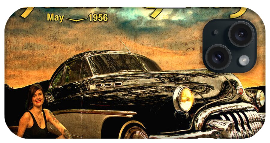 Buick iPhone Case featuring the photograph Roadmaster Betty and the Big Black Buick by Chas Sinklier